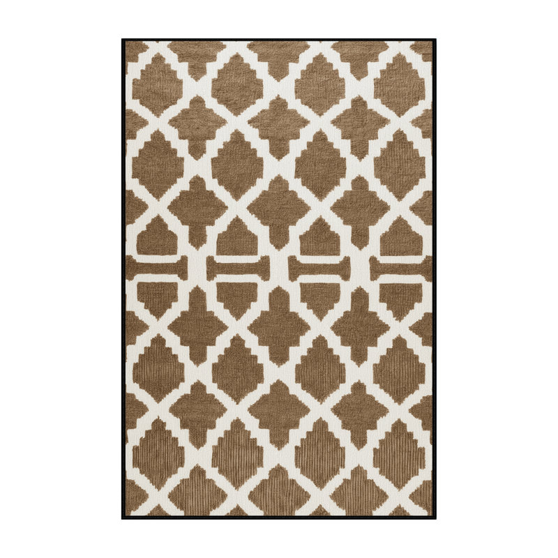 Tapis brun treillis lavable à la machine, Rectangulaire 2 pi x 3 pi