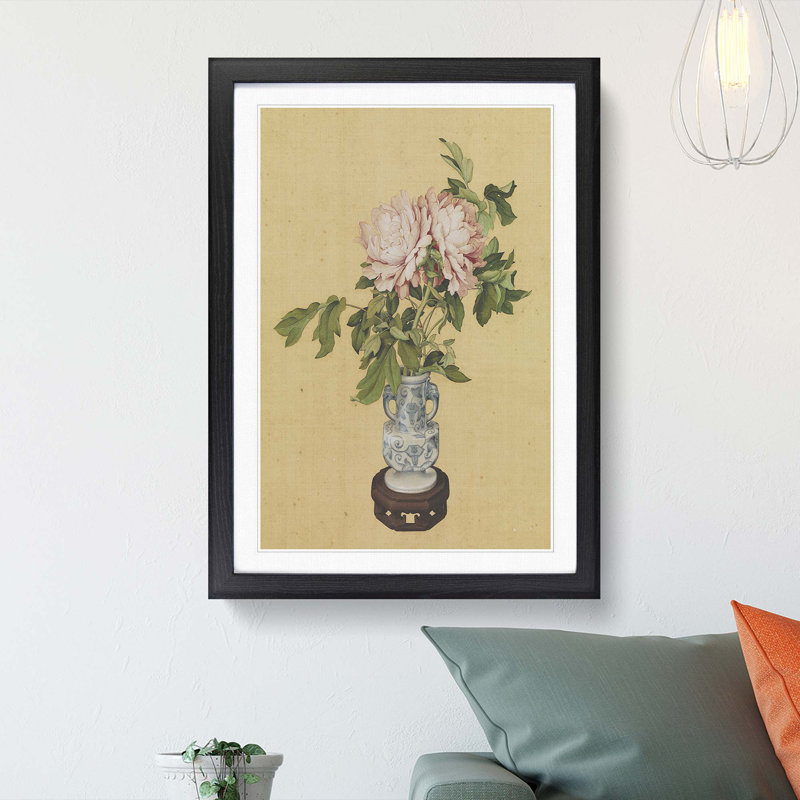 Vase of Flowers by Lang Shining - Picture Frame Painting Print, 36cm H x 27cm W x 2cm D, Black Framed