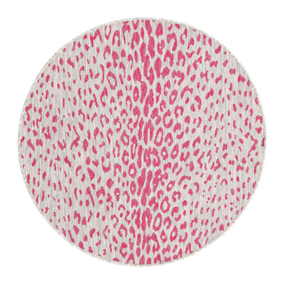 Tapis de safari d'extérieur rose et gris