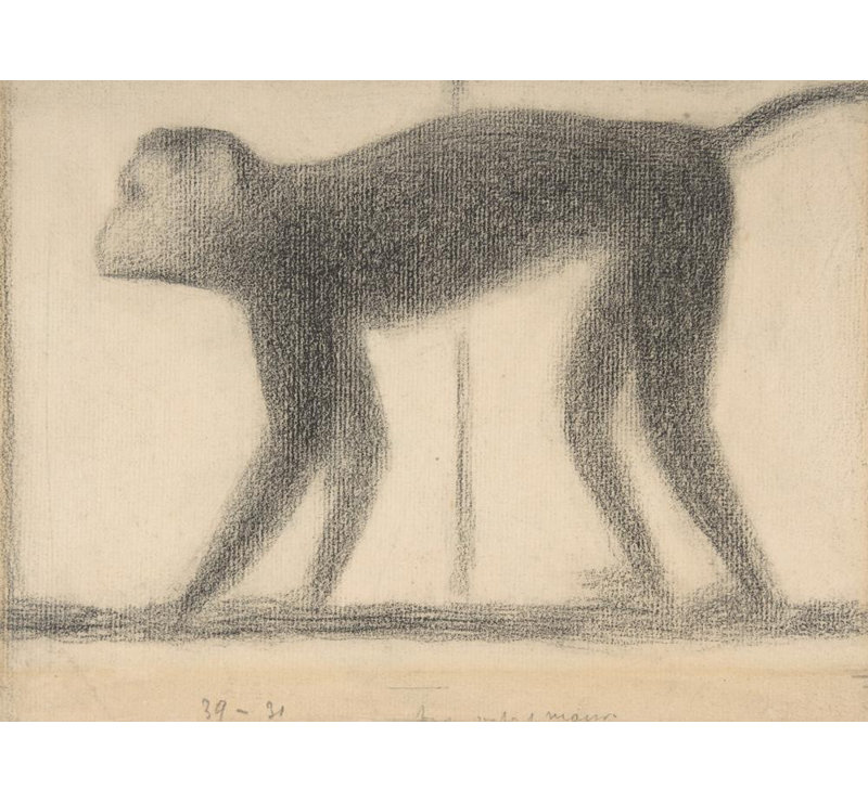 "Monkey" par Georges Seurat - Art mural sur toile tendue avec châssis, H 48 po x l 33 po