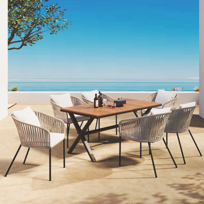 7 Pieces Patio Dining Set, All-Weather Outdoor Furniture Set With Dining Table And Chairs