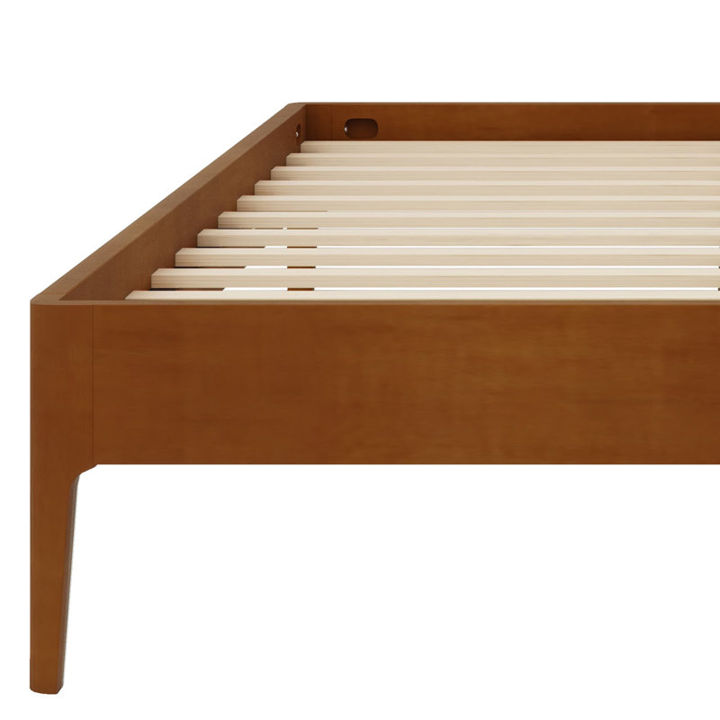 Base de lit contemporaine à profil bas avec système de lattes durables attachées, Brun