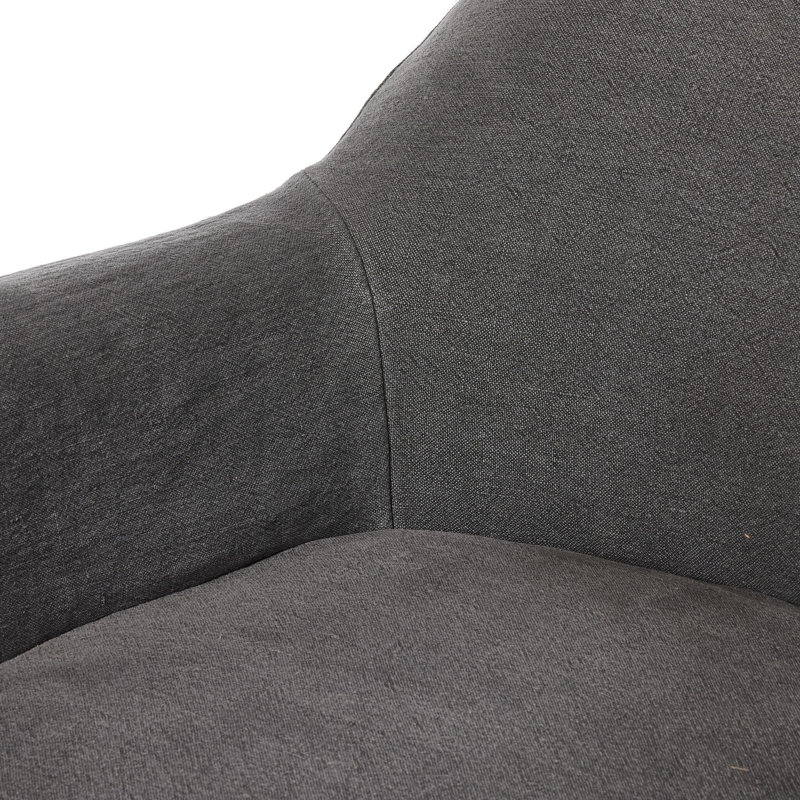 Lowell Slipcover Swivel Chair, Blue Linen
