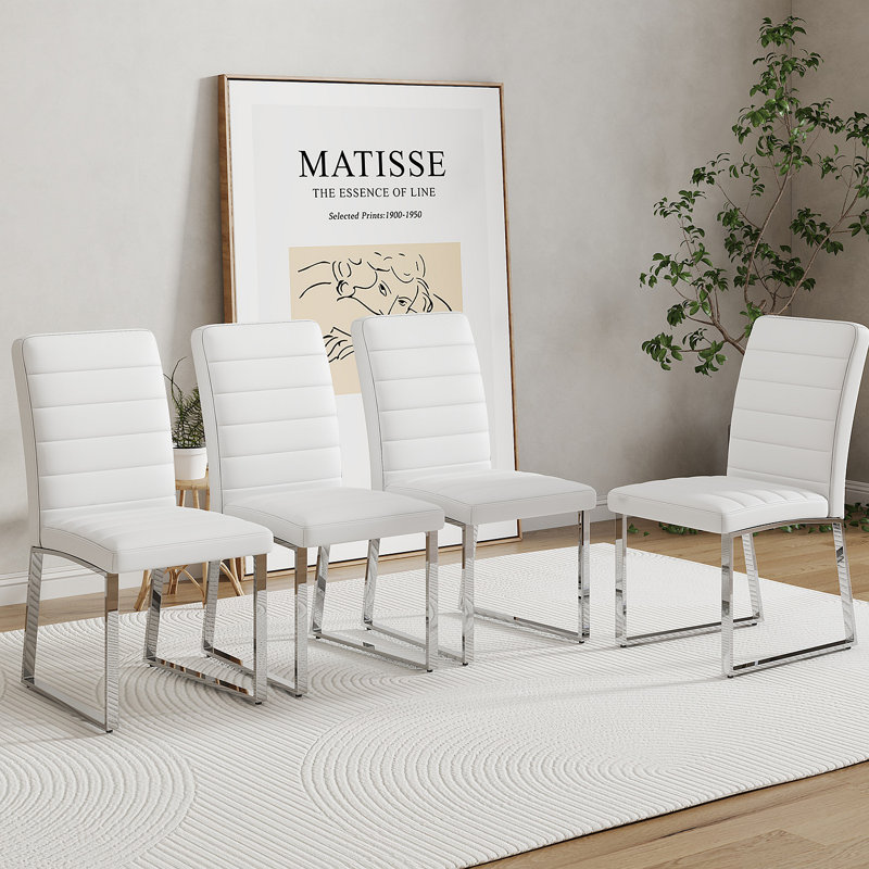 Chaises de salle à manger en faux cuir Kamden, 2, Blanc