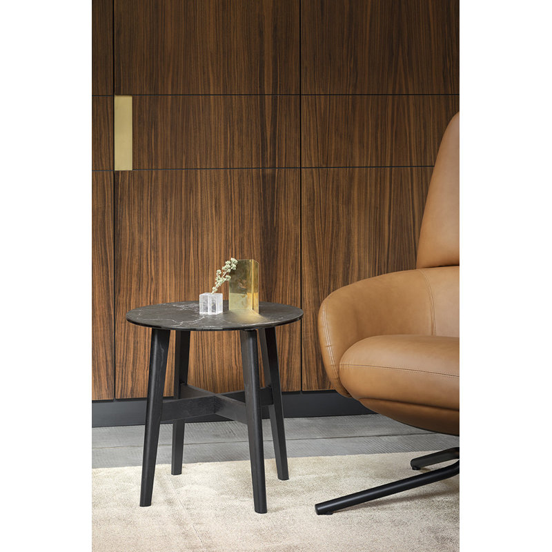 Table de bout ronde Abrey avec base en bois