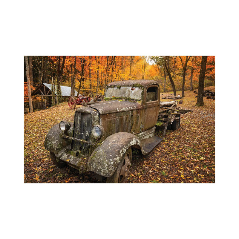 Old Car In The Autumn Forest by Jonathan Ross Photography - Wrapped Canvas Print, 20.32 cm H x 30.48 cm W
