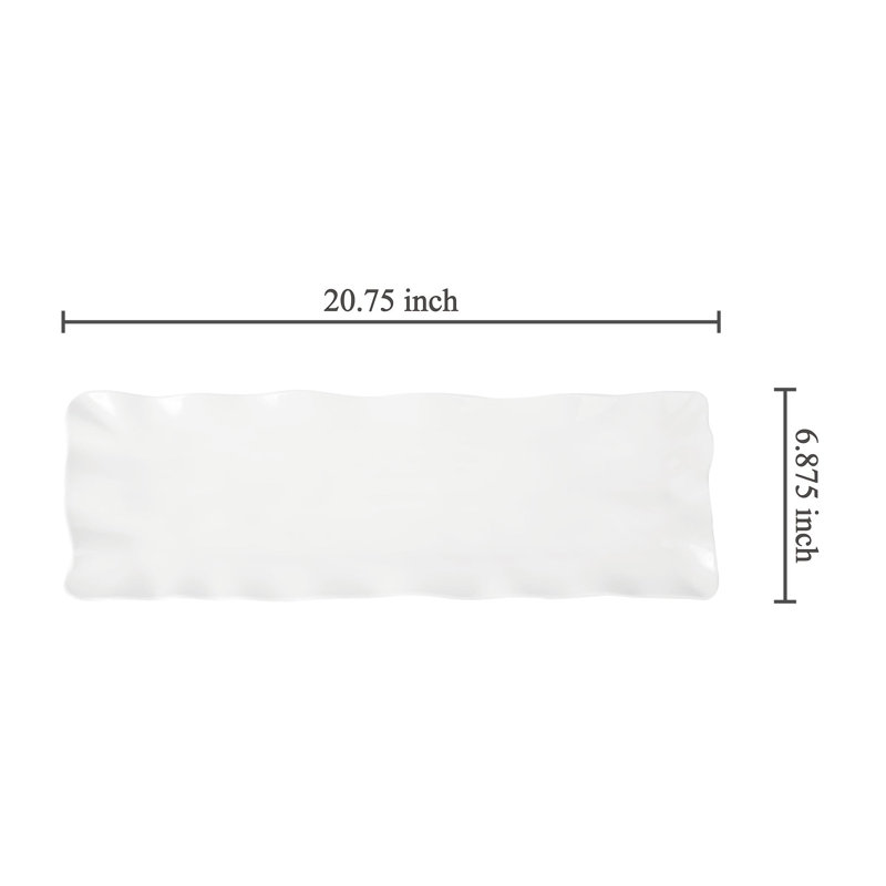 2-Piece White 20 3/4" Melamine Serving Tray