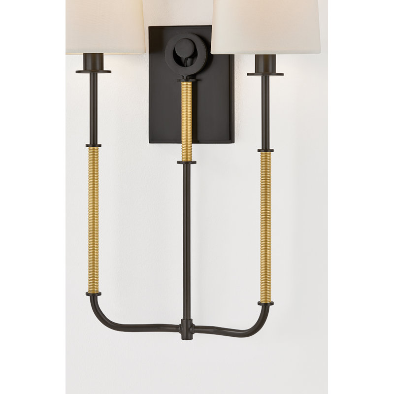 Glenmont Wall Sconce in Aged Brass and Distressed Bronze, Black
