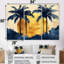 «Blue and Gold Palm Trees Scenery I», ensemble d'art mural palmiers-107200865-107200860