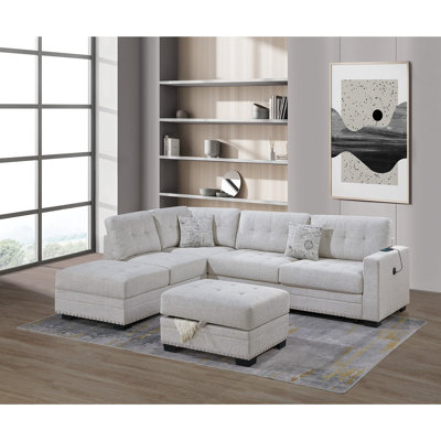 Living Room L-Shaped Sectional w Ottoman