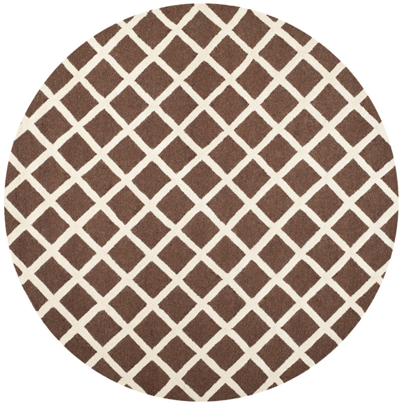 Sanyla Hand Tufted Wool Geometric Rug, Round 6'