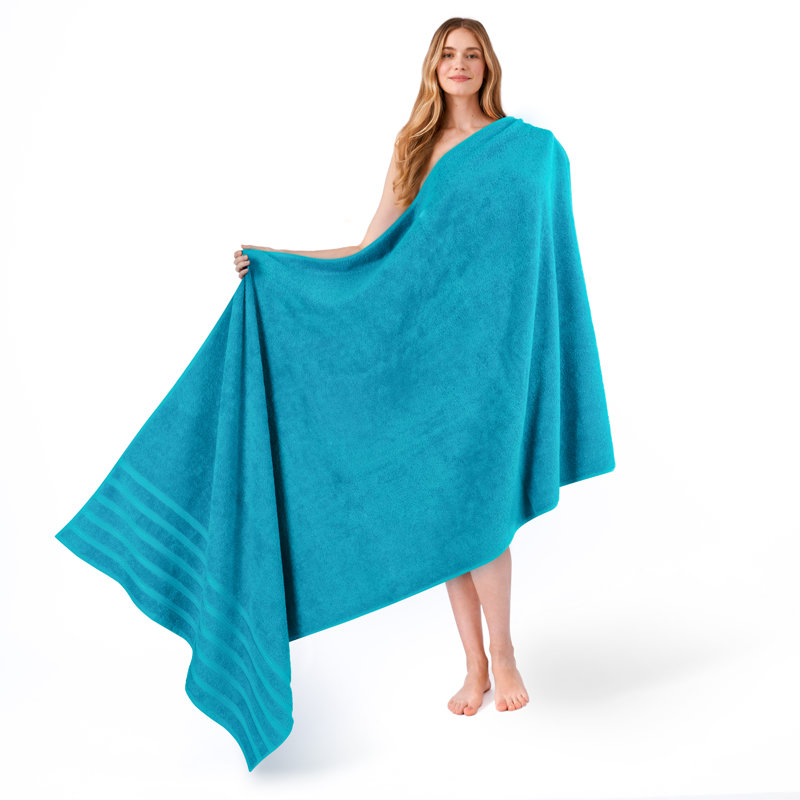 Grand drap de bain 100% coton 35 x 70 Darcelle, Bleu aqua, 1