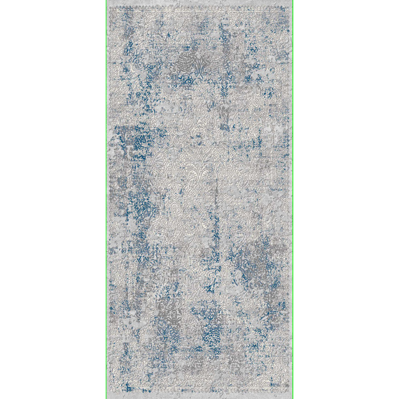 Tapis crème/gris/bleu touffeté Jaxsone, Rectangle de 6 pi 9 po x 9 pi 6 po