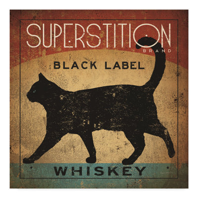 " Superstition Black Label Whiskey Cat " Graphic Art Print