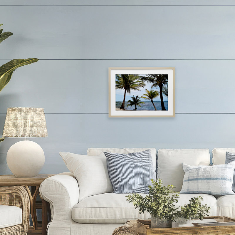 «Honduras Daytime Palms», reproduction d'art sous verre encadrée par Natalie Carpentieri, H 14 po x l 20 po