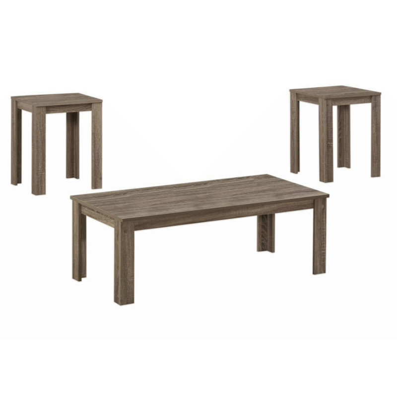 Brown Particle Board 3-Piece Coffee and End Table Set