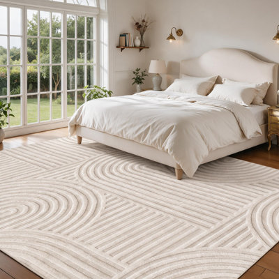  Geometric Abstract Design Machine Washable High-Low Pile Area Rug, Non-Slip, Non-Shedding  for Living Room, Bedroom, Dining Room