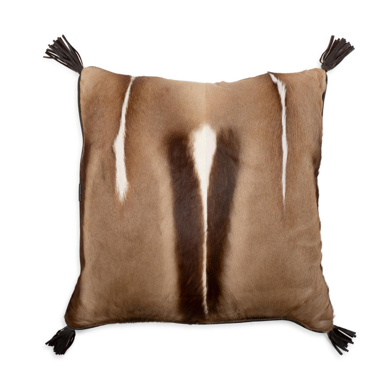 Hide Pillow w/ Leather Trim & Suede Back