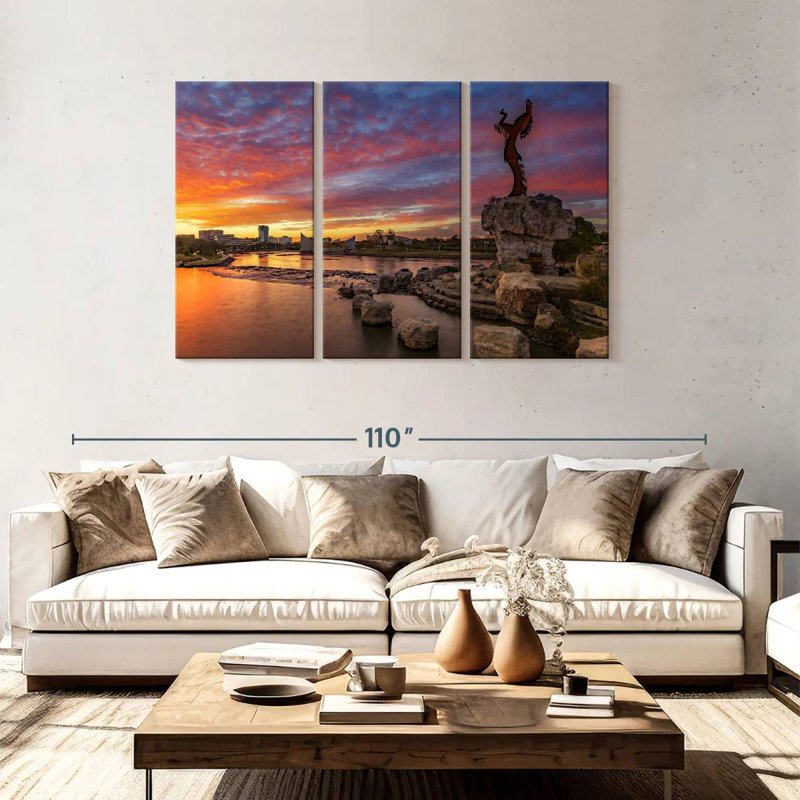 Camion Wichita, coucher de soleil, horizon, H 48 po x l 74 po