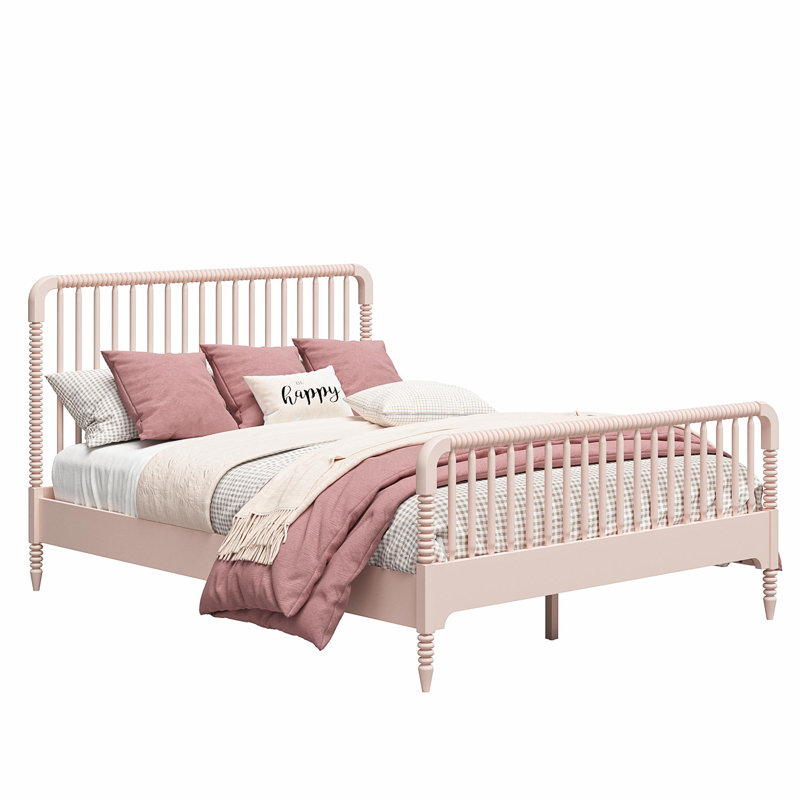 Lit à panneau Linden, Double, Rose clair