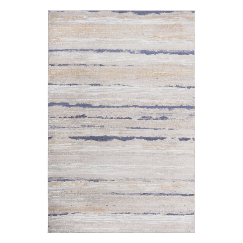 Collection 2X3 Ivory Striped Non-Shedding Living Room Bedroom Dining Home Office Stylish And Stain Resistant Area Rug, Ivory