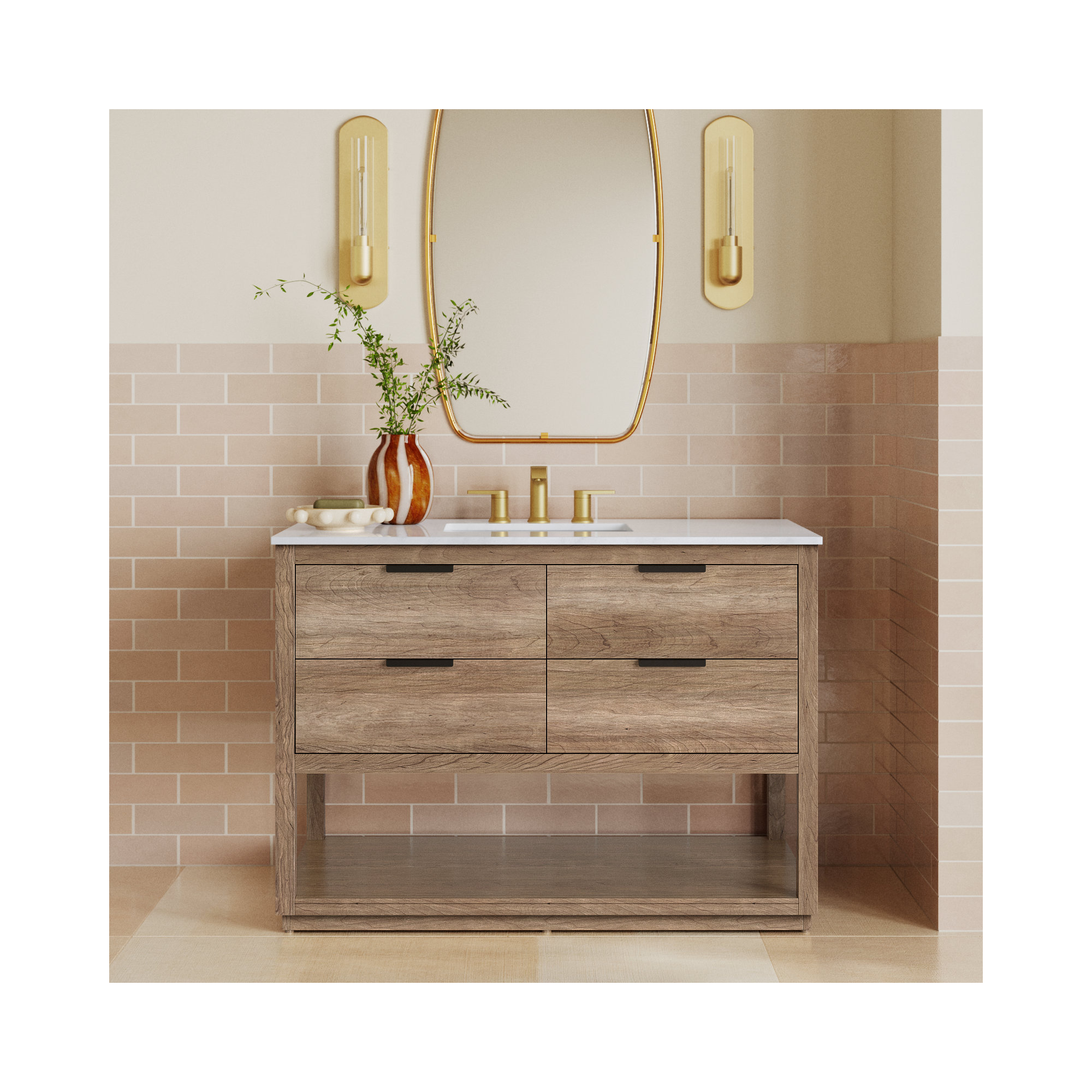 Felicity 42'' Single Bathroom Vanity, Natural Oak