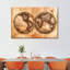 Rustic Hemispheres Map on Canvas, impression-1745359233