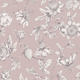 Passion Flower Toile Floral Wallpaper Roll