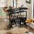Bar Unit For Liquor, 4 Tier Home Bar Cabinet With Storage Shelves And Footrest, Corner Mini Bar Table With Wine Glass Holder For Home/Kitchen/Bar/Pub, Black