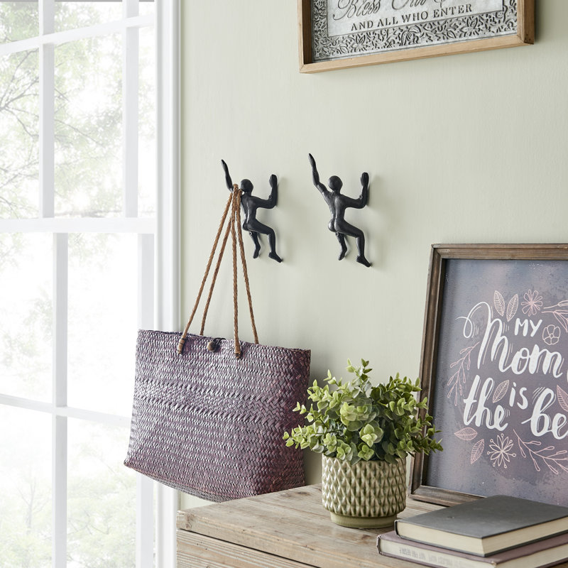 Black Cast Iron Wall Climber Figurine Hooks for Kids