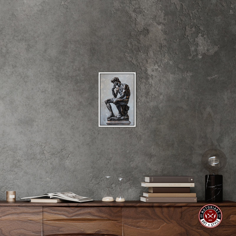 Notori Art Notoriart Ebony Statue In Thought Framed Style 1 Piece Canvas Wall Art