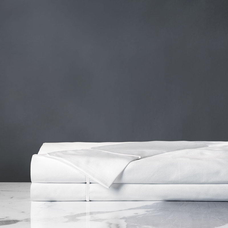 Linea Egyptian Cotton Sateen Flat Sheet, King Flat Sheet, White