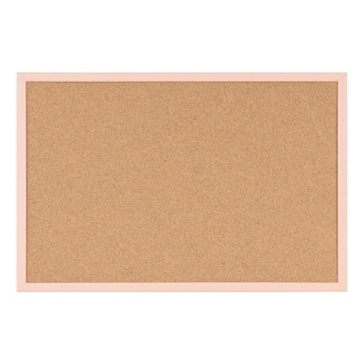 MasterVision Pastel Cork Bulletin Board, 36" x 24", Salmon Pink Frame, Decorative Wall Corkboard for Home, Dorm or Classroom, Office Décor Pinboard