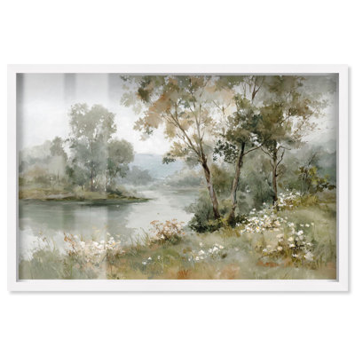 «Silent Pond's Mirror III» par Art Remedy, cadre blanc, 37 x 25