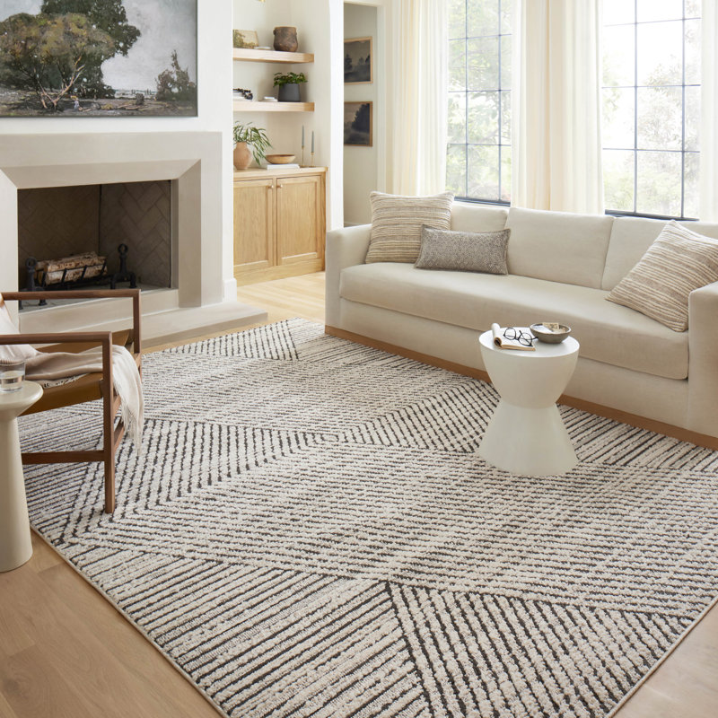 Anchise Striped Indoor Rug, Square 1'6"
