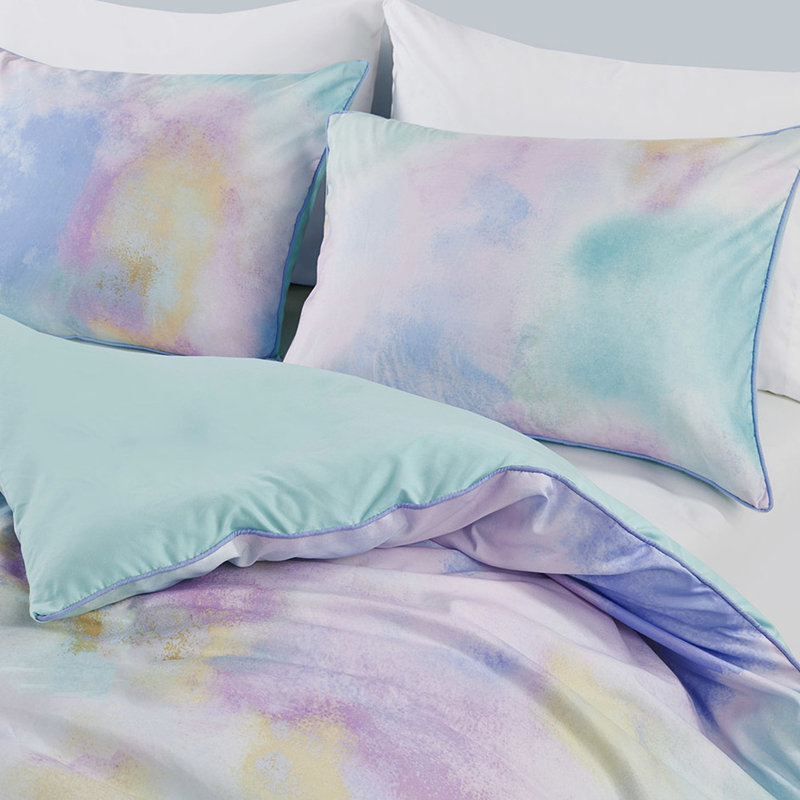 Housse de couette en microfibre Tie Dye avec imprimé pour lit simple / simple TG
