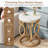 Masonlee 19.7"W Gold End Table, Round Side Table with Faux Marble Top