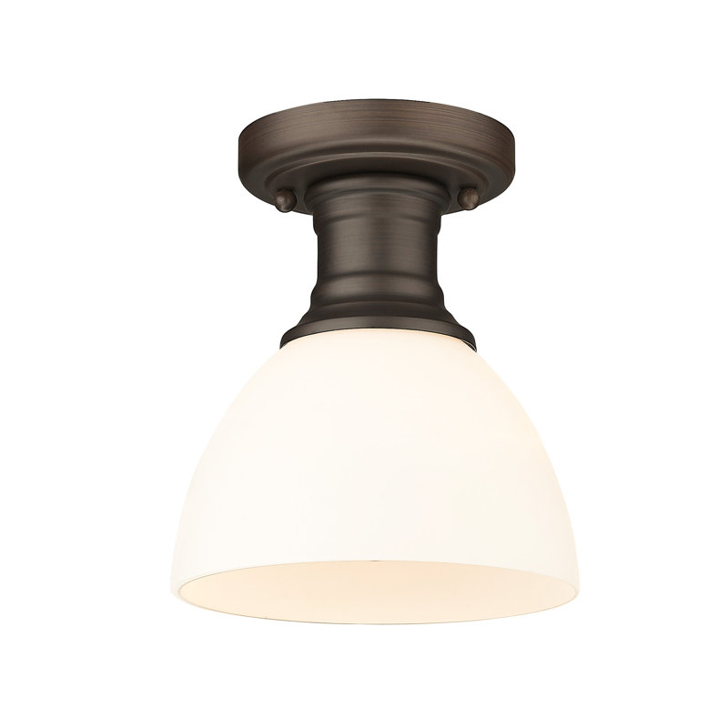 Bales Glass Semi Flush Mount, Opal Glass, Rubbed Bronze