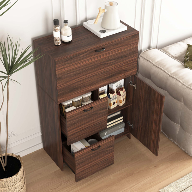 Armoire de bureau avec tiroir de rangement et tablettes, organisateur de rangement de cuisine avec bureau pliable