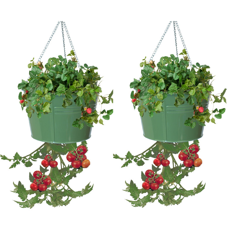 Lousha Handmade Metal Hanging Planter, Sage