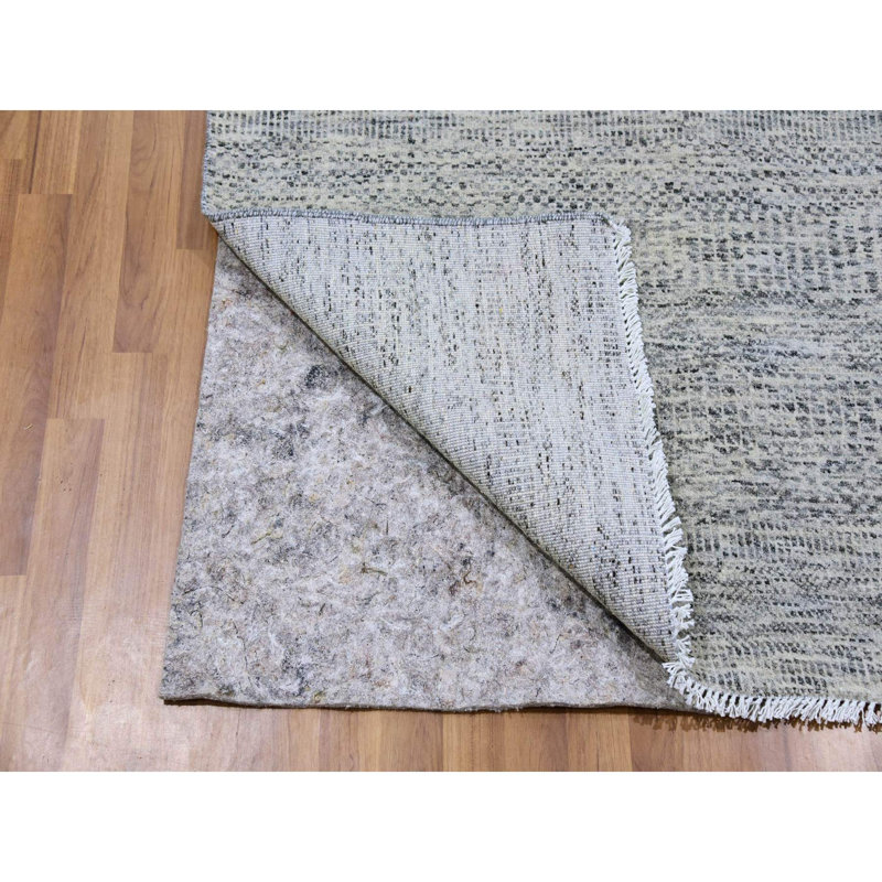 Tapis de couloir noué à la main 4 pi x 10 pi 1 po gris foncé