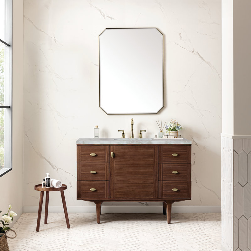 48'' Single Bathroom Vanity with Top, Victorian Silver, 8" Widespread