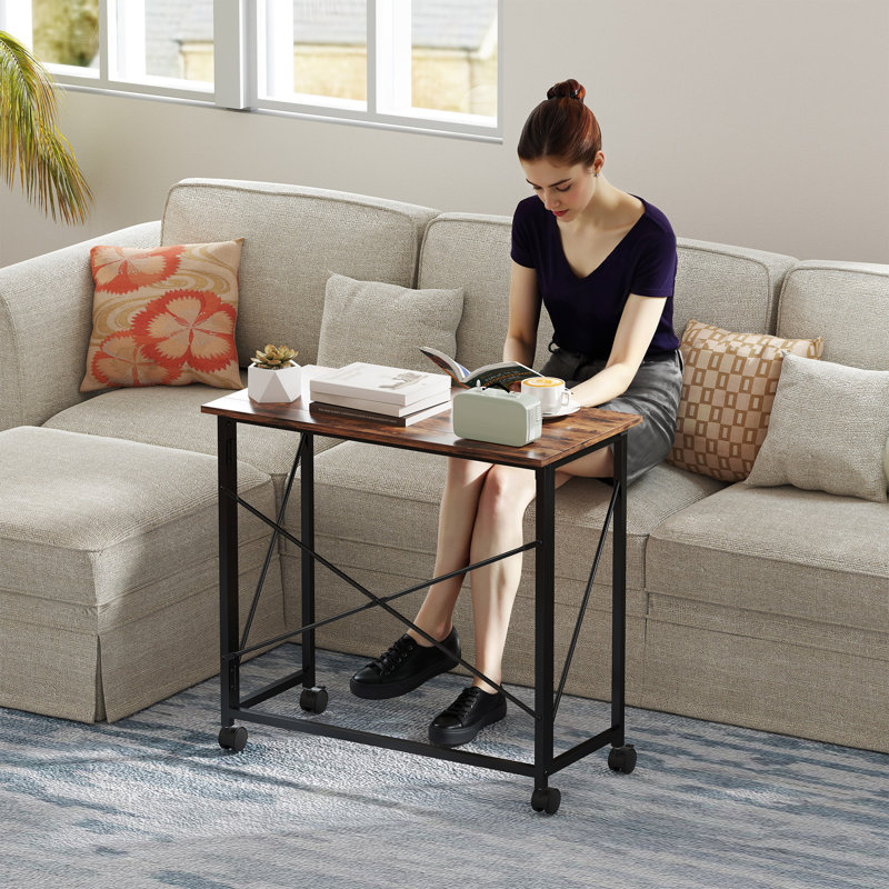 Foldable Writing Desk, Rustic Brown/Black
