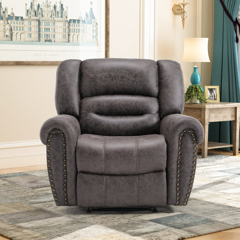  Fauteuil inclinable électrique en cuir synthétique surdimensionné de 39,8 po de large avec port USB, Similicuir gris