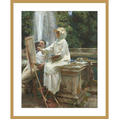 «The Fountain Villa Torlonia Frascati Italy» par John Singer Sargent, impression giclée encadrée