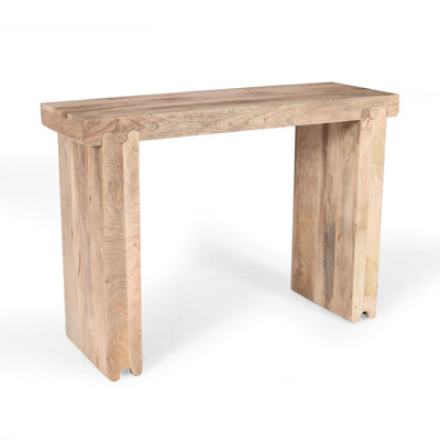 Trexm Console Table, Farmhouse Mango Wood Entryway Table, 45-Inch Thickened Sofa Table, Minimalist Narrow Console Table For Entryway Hallway Living Room, Natural