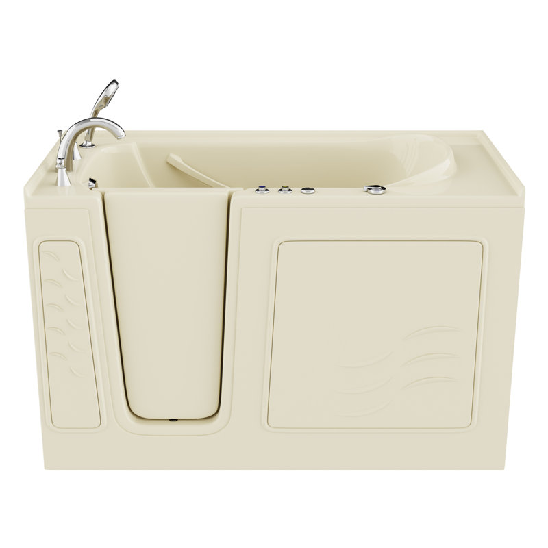Therapeutic Tubs 30 in. x 60 in. Left Drain Quick Fill Walk-In Whirlpool Tub with Powered Fast Drain in Biscuit, Left