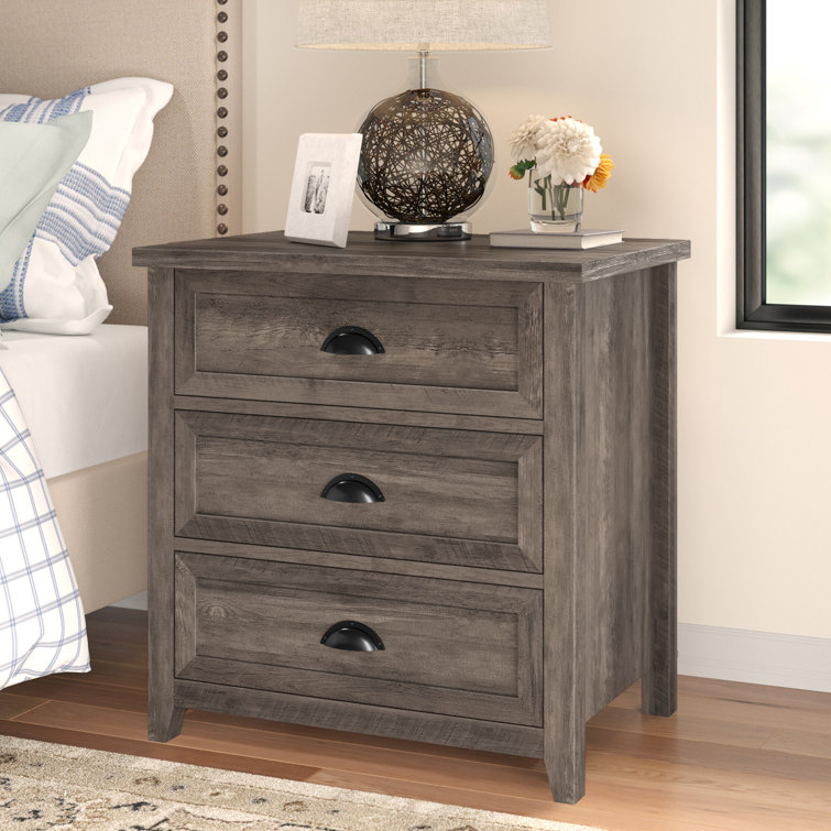 Bucoli Classic 25” 3-Drawer Framed Nightstand- White Oak, 1pc
