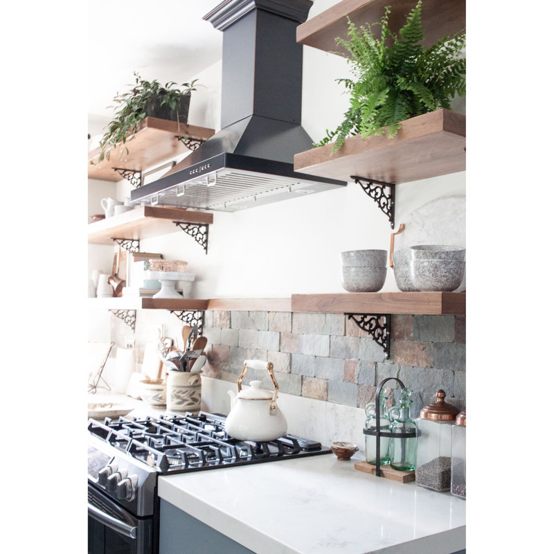 ZLINE 36" Designer Series Fingerprint Resistant Stainless Steel Convertible Vent Wall Mount Range Hood (8KBS-36), 36" W