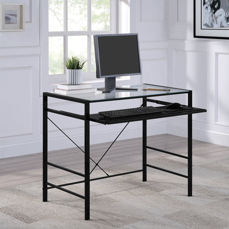 Bureau d'ordinateur Zephyr, Transparent / noir